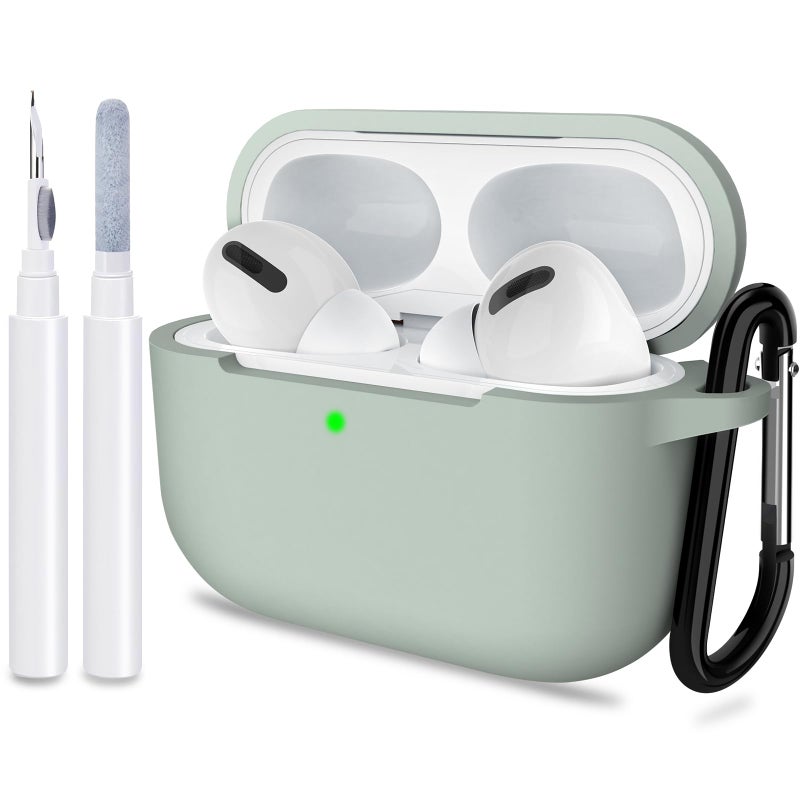 ATUAT for AirPods Pro 1st/2nd Generation Case Cover, Protective Silicone Skin Accessories with Keychain for Women Men for Apple AirPods Pro 2019/2022 Charging Case,Front LED Visible-Fog - Image 1